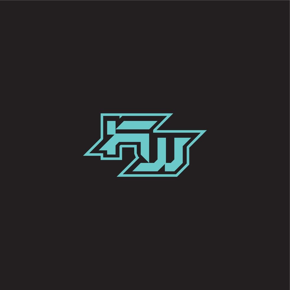 blue esport FW sporty and bold concept dynamic gaming monogram logo letter vector