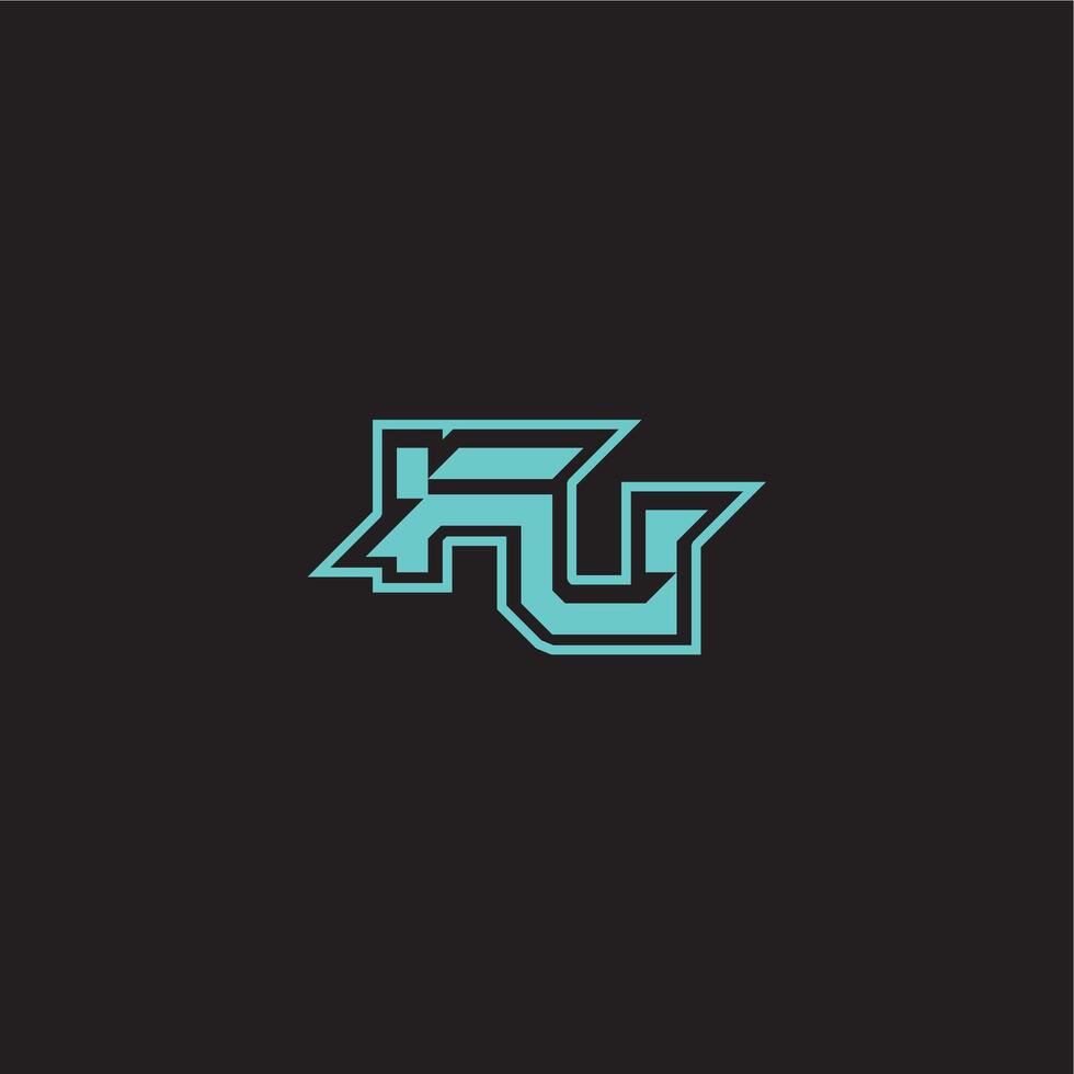 blue esport FU sporty and bold concept dynamic gaming monogram logo letter vector