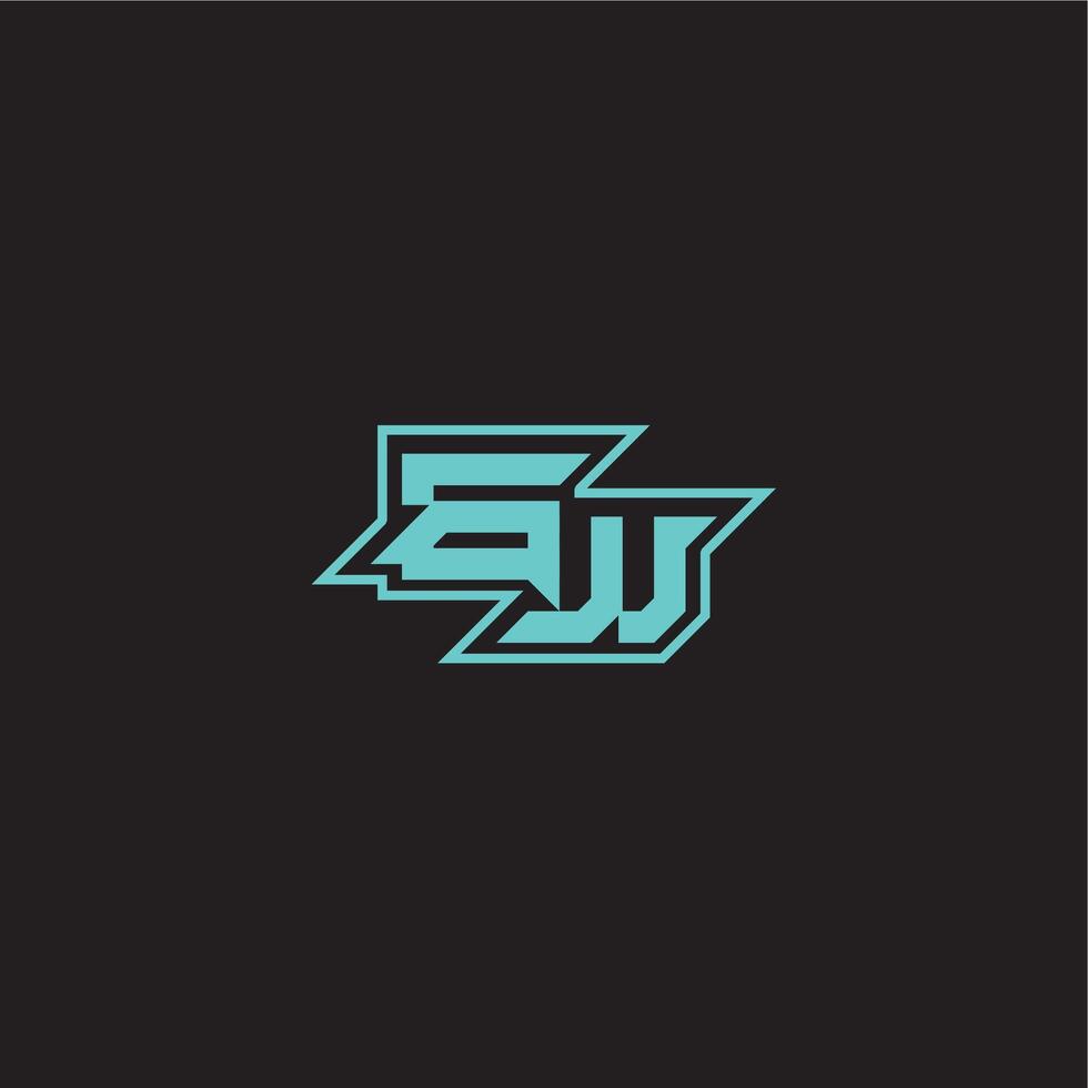 blue esport EW sporty and bold concept dynamic gaming monogram logo letter vector