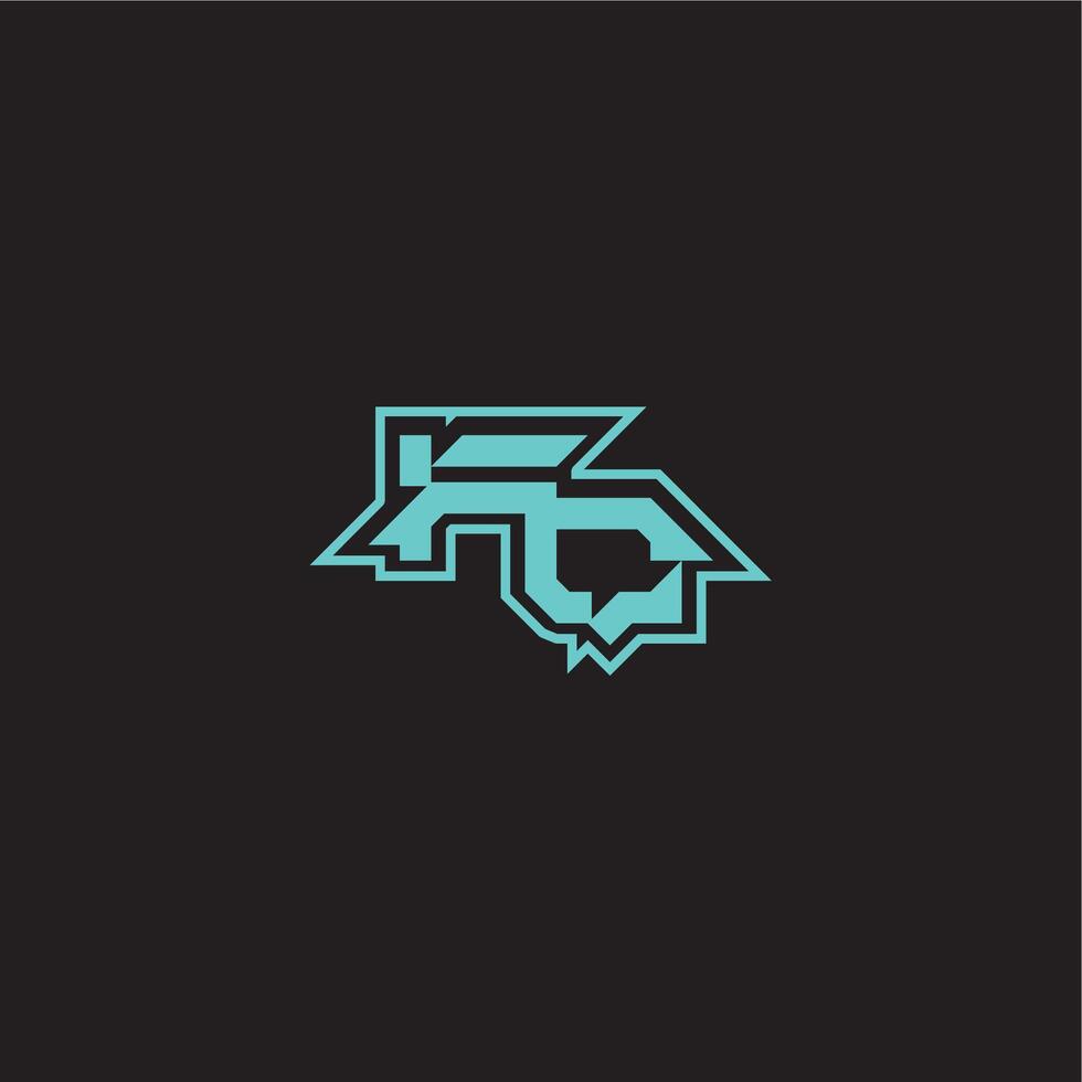 blue esport FQ sporty and bold concept dynamic gaming monogram logo letter vector