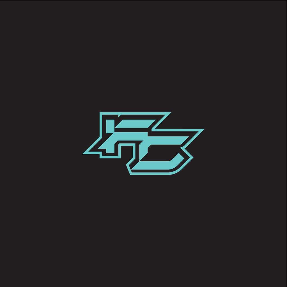 blue esport FC sporty and bold concept dynamic gaming monogram logo letter vector