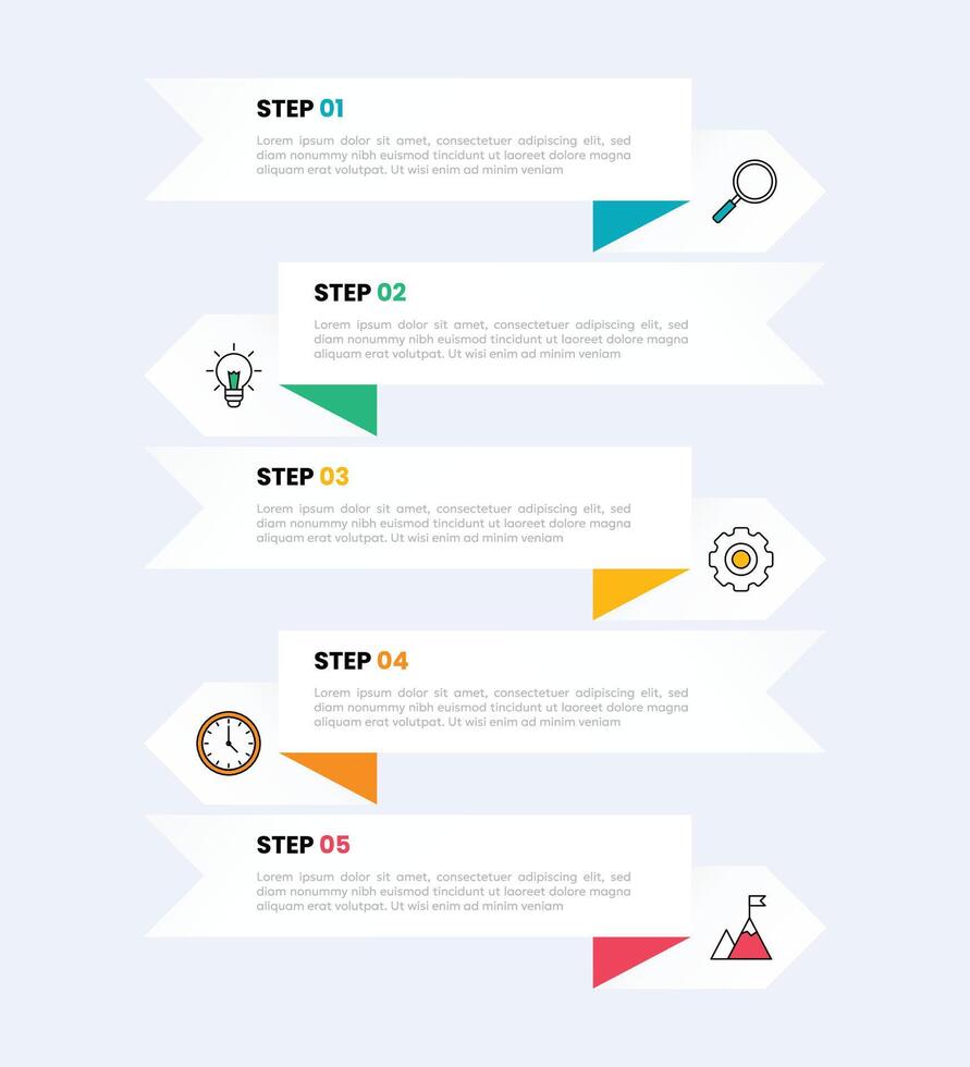 Modern business infographic template with 5 options or steps icons. vector