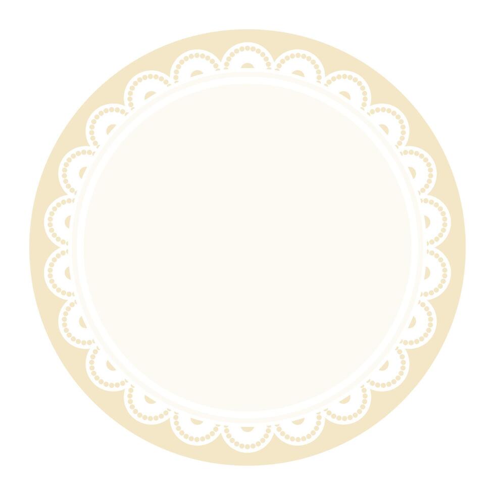 Simple Elegant Bold Vanilla Brown Lace Decorated With Circular Edge Design vector