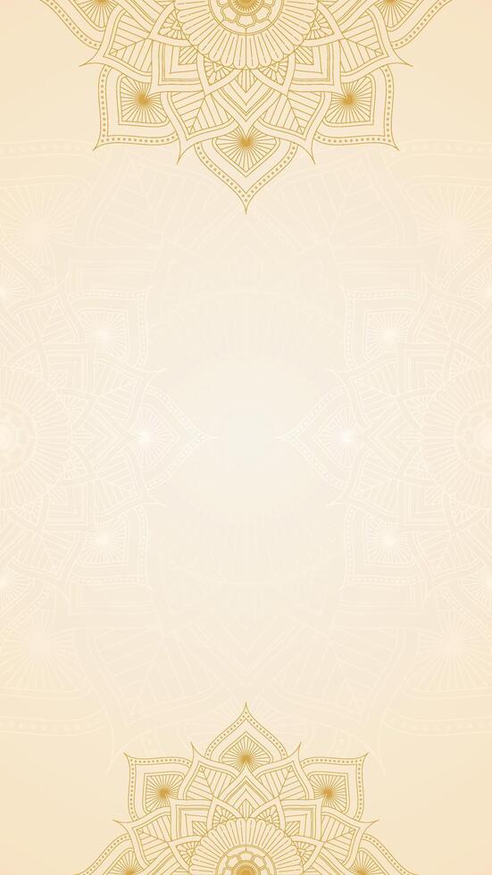Majestic Golden Line Mandala Artwork On Yellow Cream Vertical Background vector