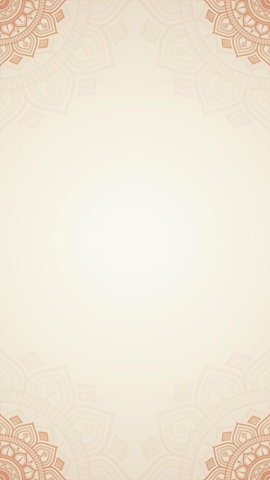 Simple Detailed Mandala Border Pattern on Subtle Blank Creamy Plain Vertical Background vector