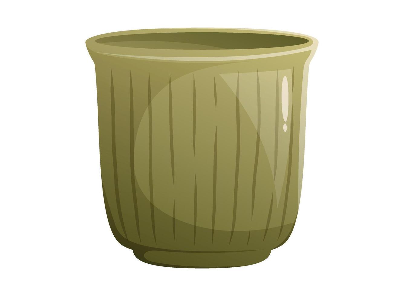 isolated cartoon decorative green clay or ceramic plant pot vector