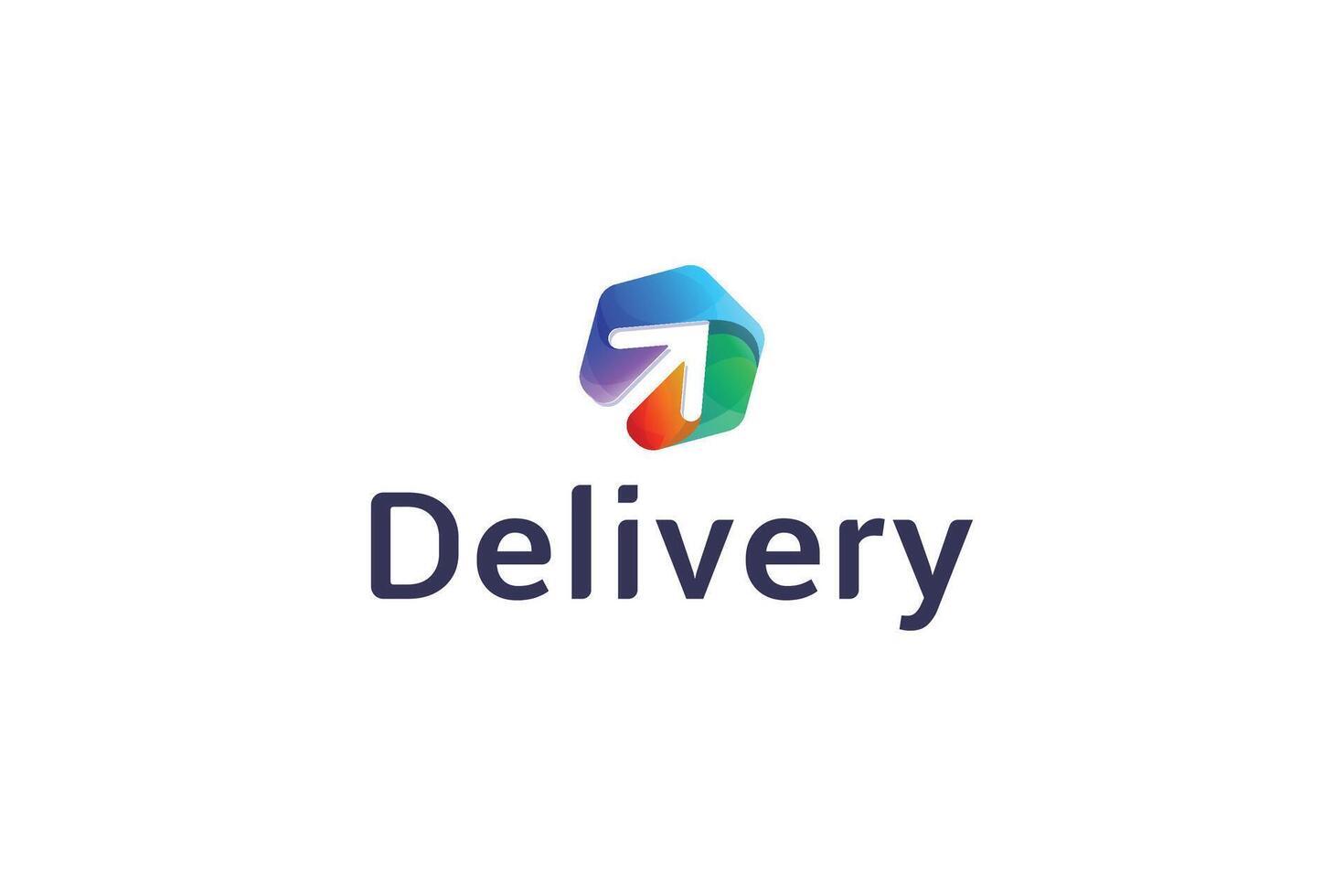 Hexagonal arrow high speed delivery gradient color 3d technological motion logo vector