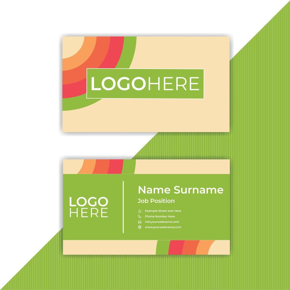 Print Abstract Business Card Design With Front And Back Views. vector