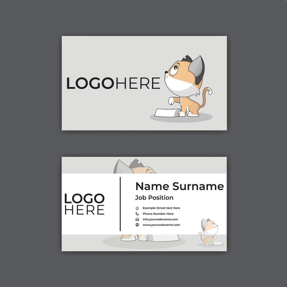 Print a hand-drawn Kawaii business card template. vector