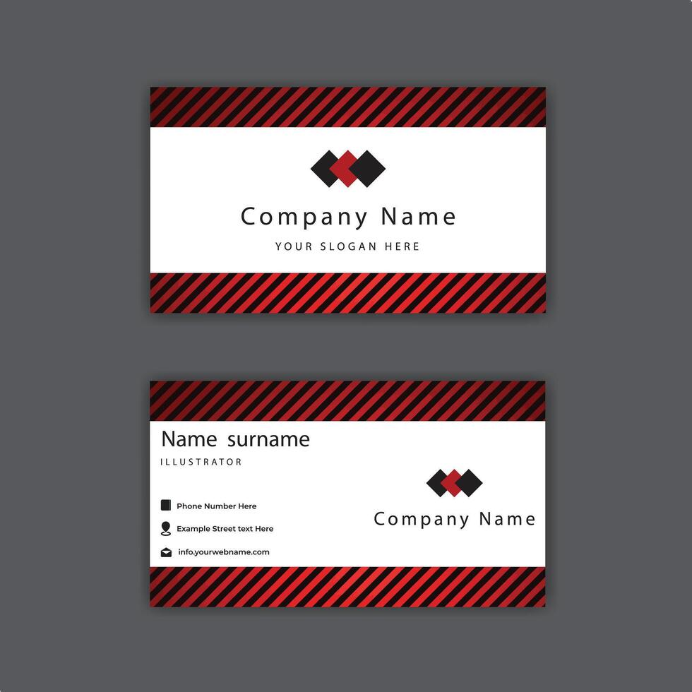 Print Creative Red Business Card Template. vector