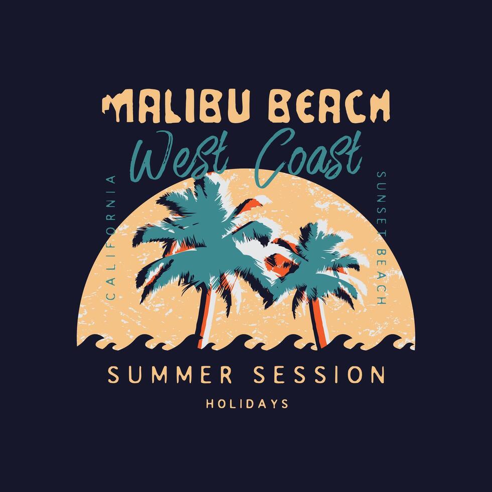 Malibu California Beach illustration typography. perfect for t shirt design vector