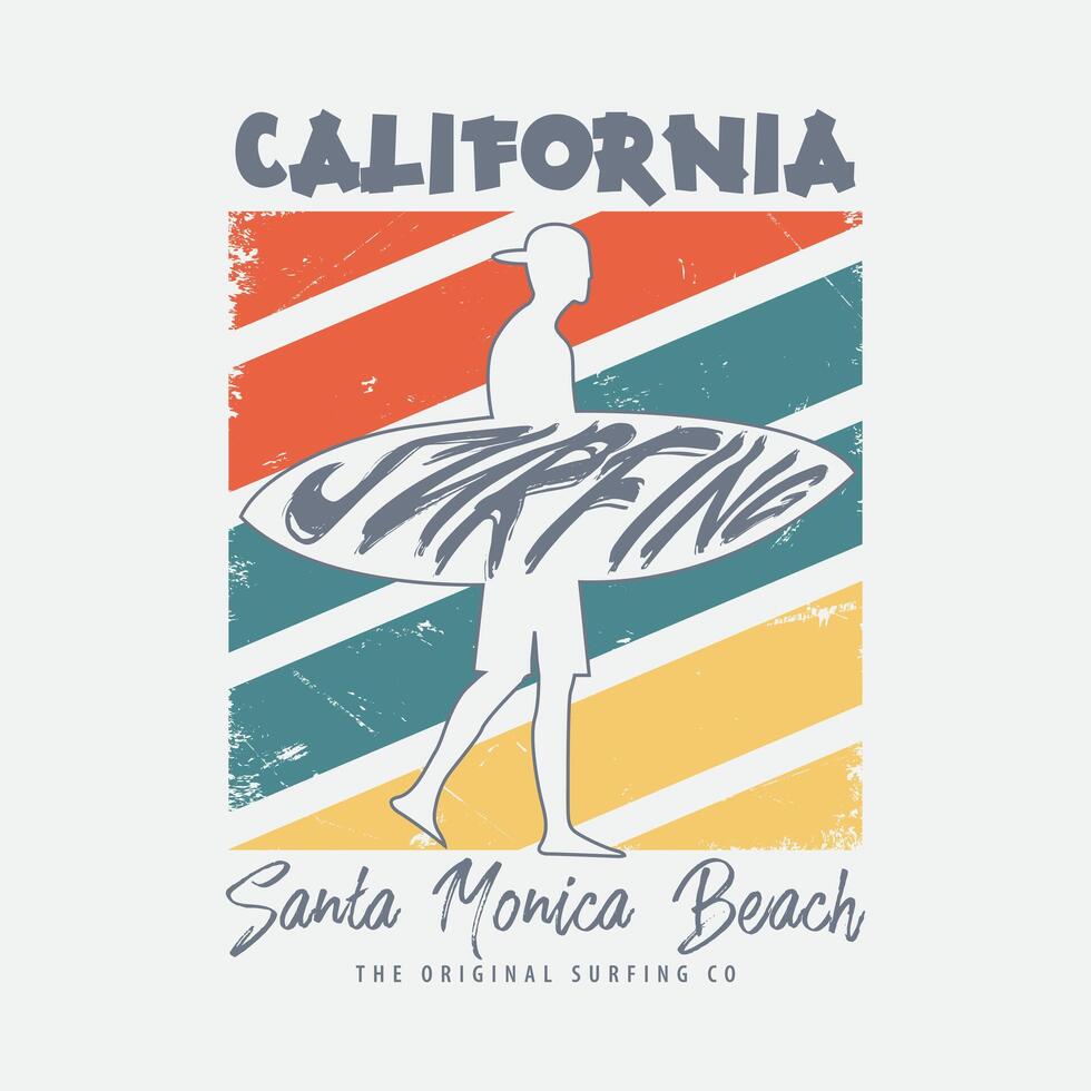 California surfing beach graphic design typography for print t shirt vector