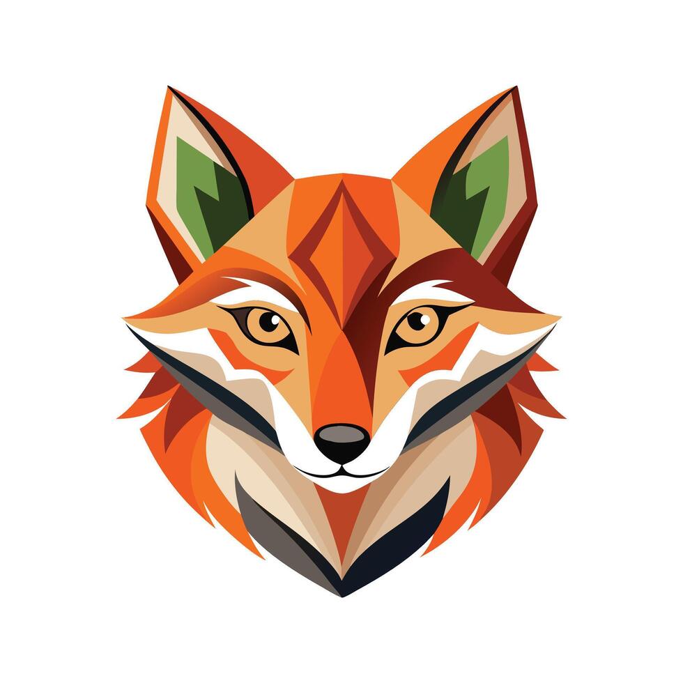 Fox head Logo Abstract colorful illustration design vector