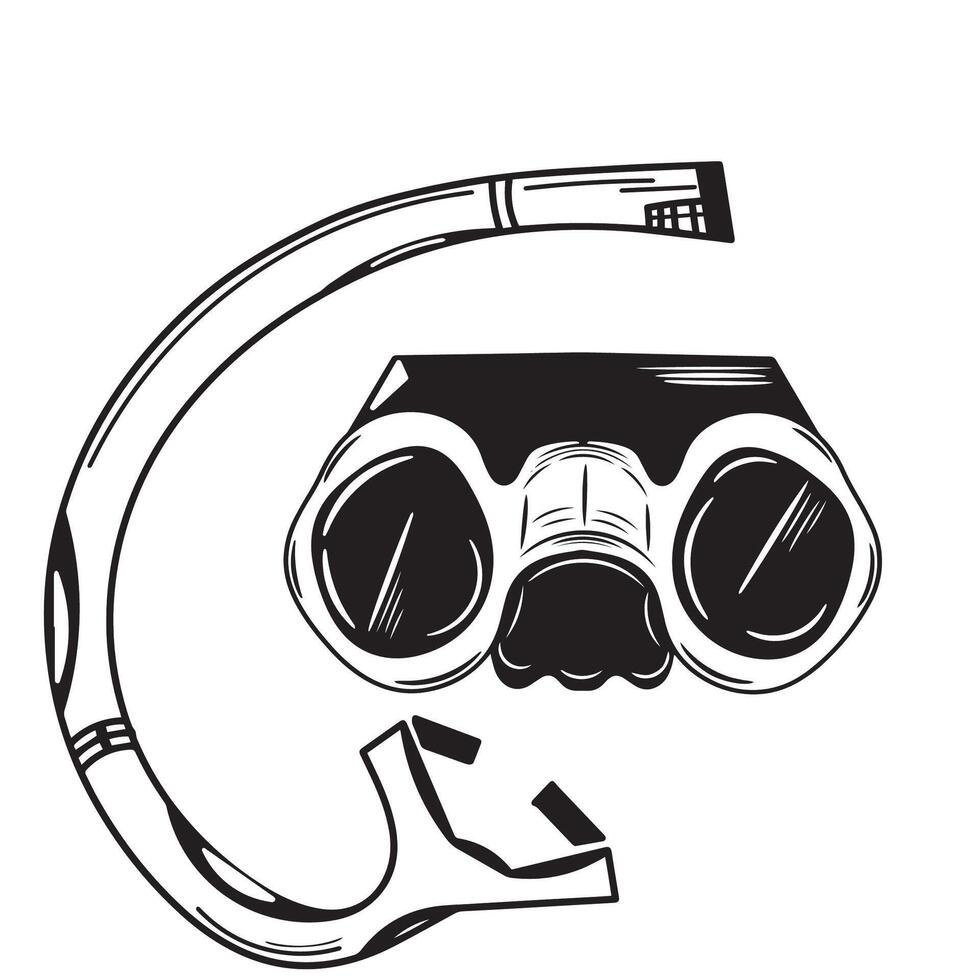 silhouetted snorkeling goggles icon , silued beach swimming goggles vector