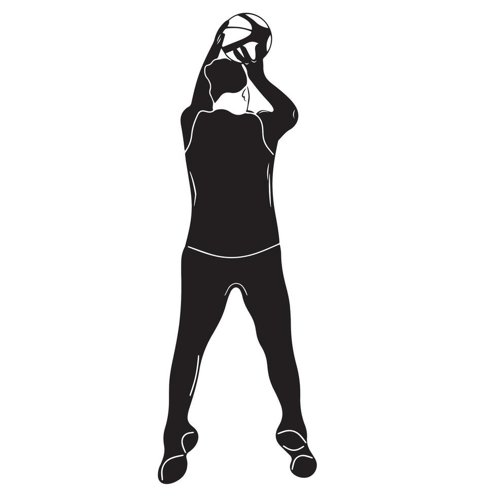silhouette of basketball player shooting movement vector