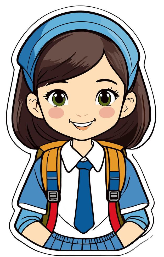 a cartoon girl wearing a school uniform vector