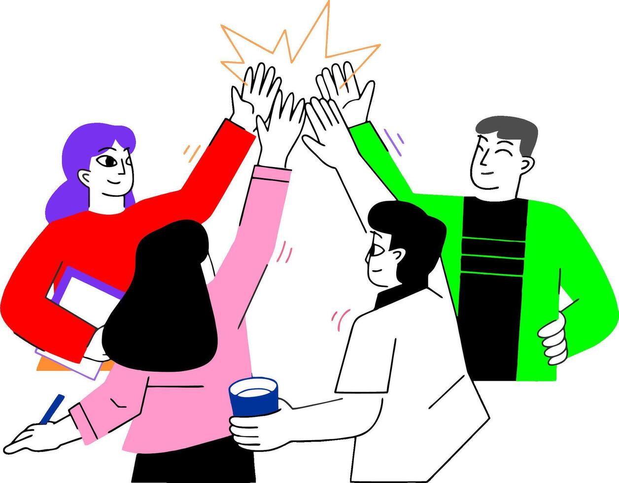 illustration of people giving high five vector