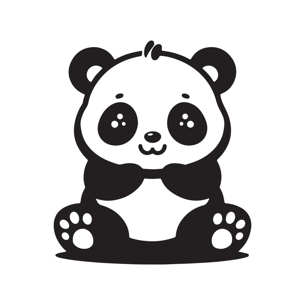 Panda silhouette illustration vector