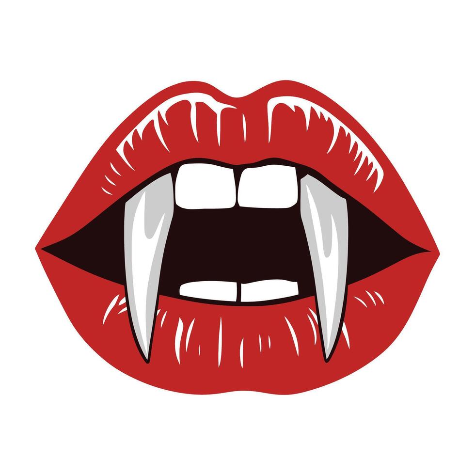 vampire lips with fangs illustration vector