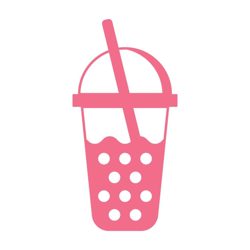 pink bubble tea cup icon vector