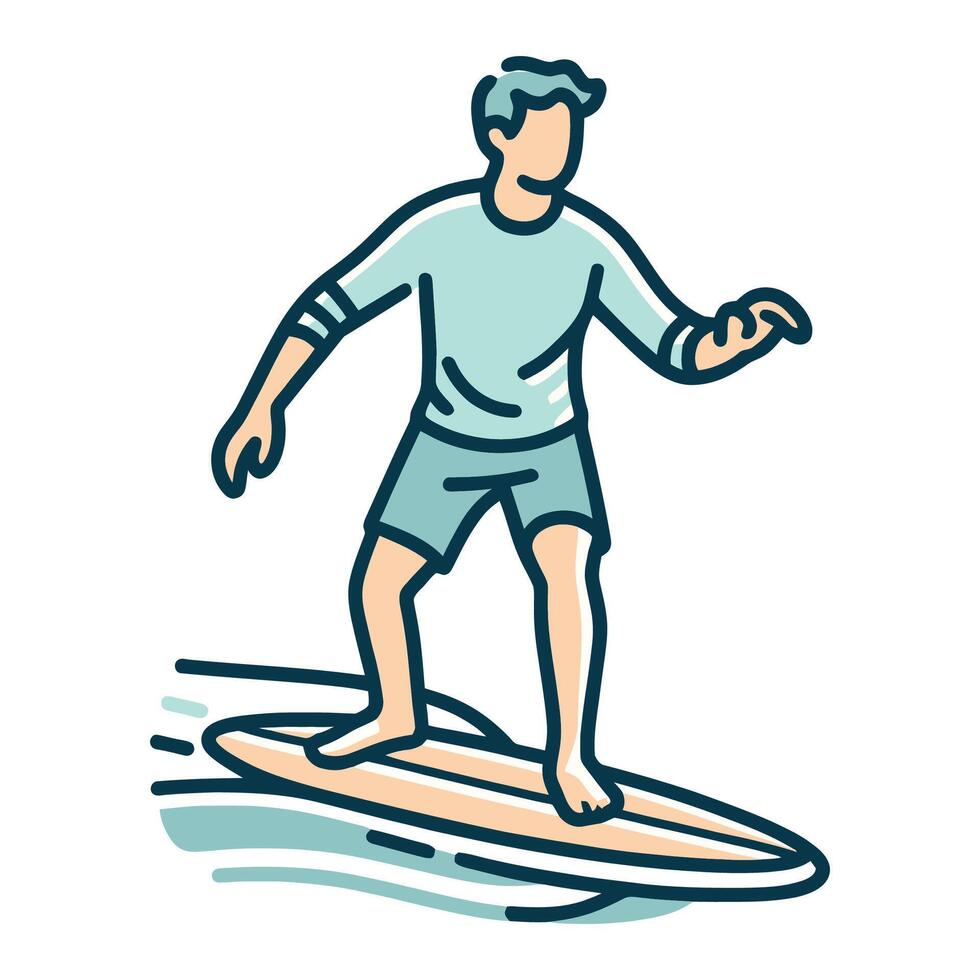 Man Surfing on the Beach Illustration vector