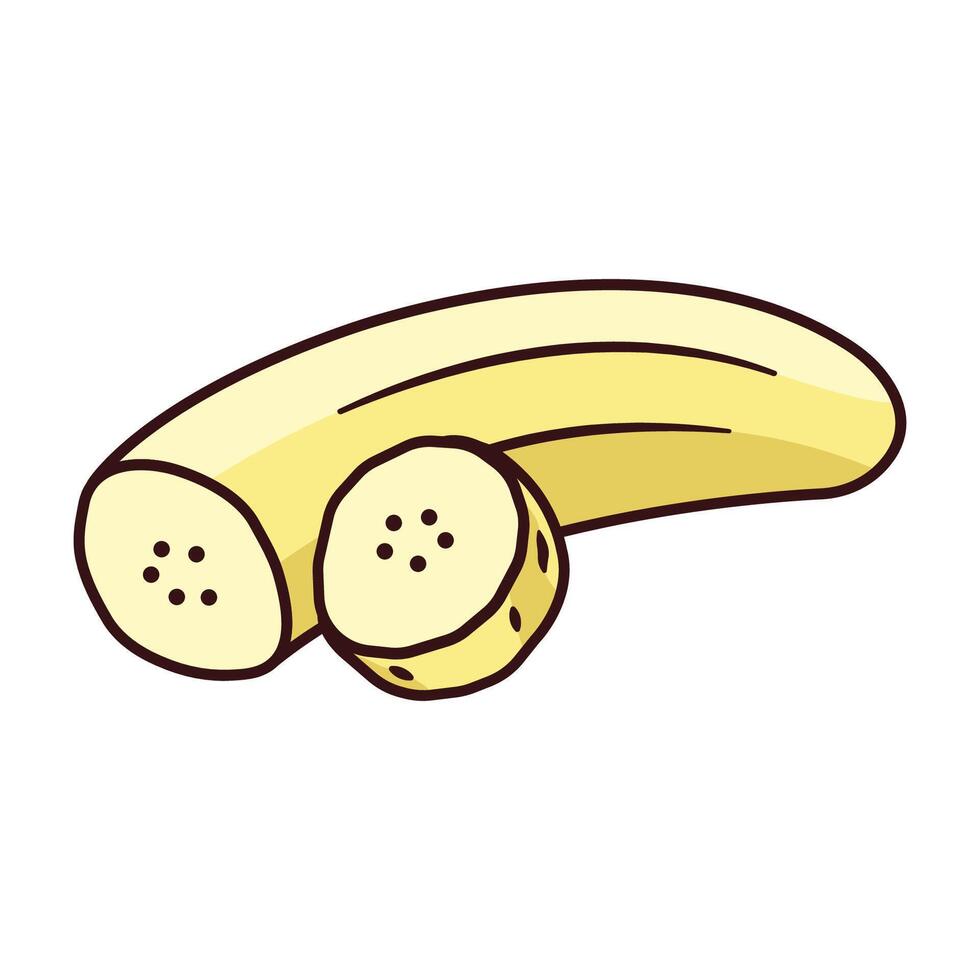 illustration of Banana sliced and peeled piece vector