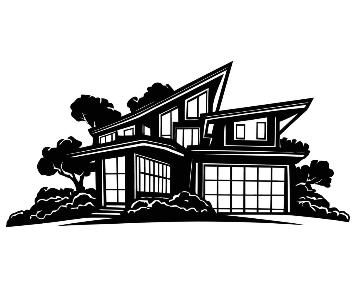 modern house sketch illustration vector