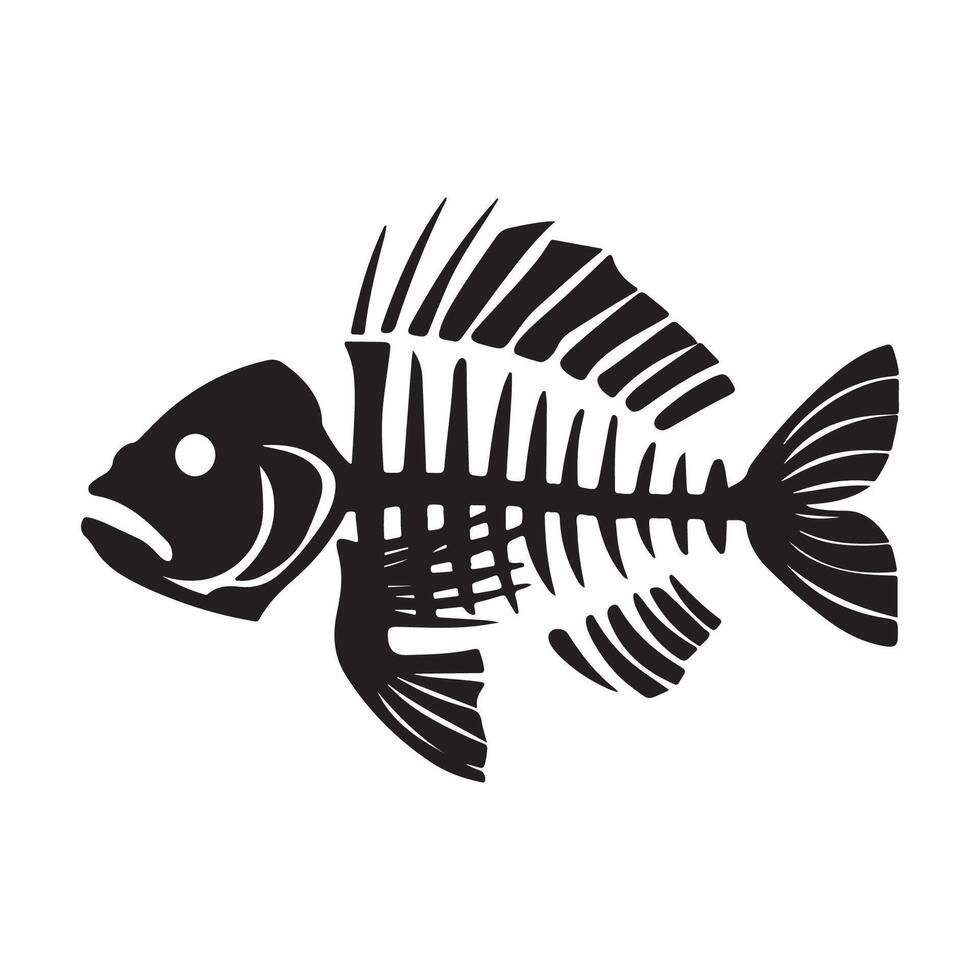 black and white fish bone icon vector