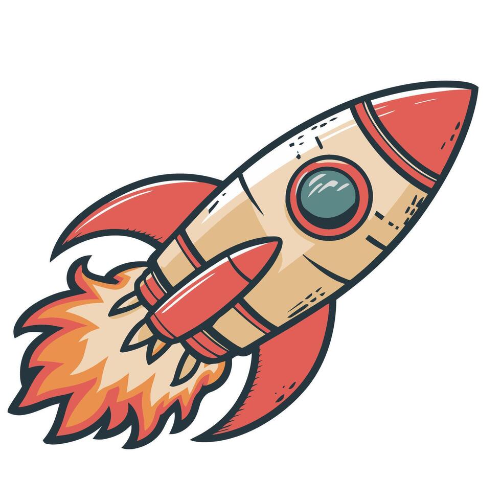illustration of a rocket in vintage style. skyrocket, rocket to space vector