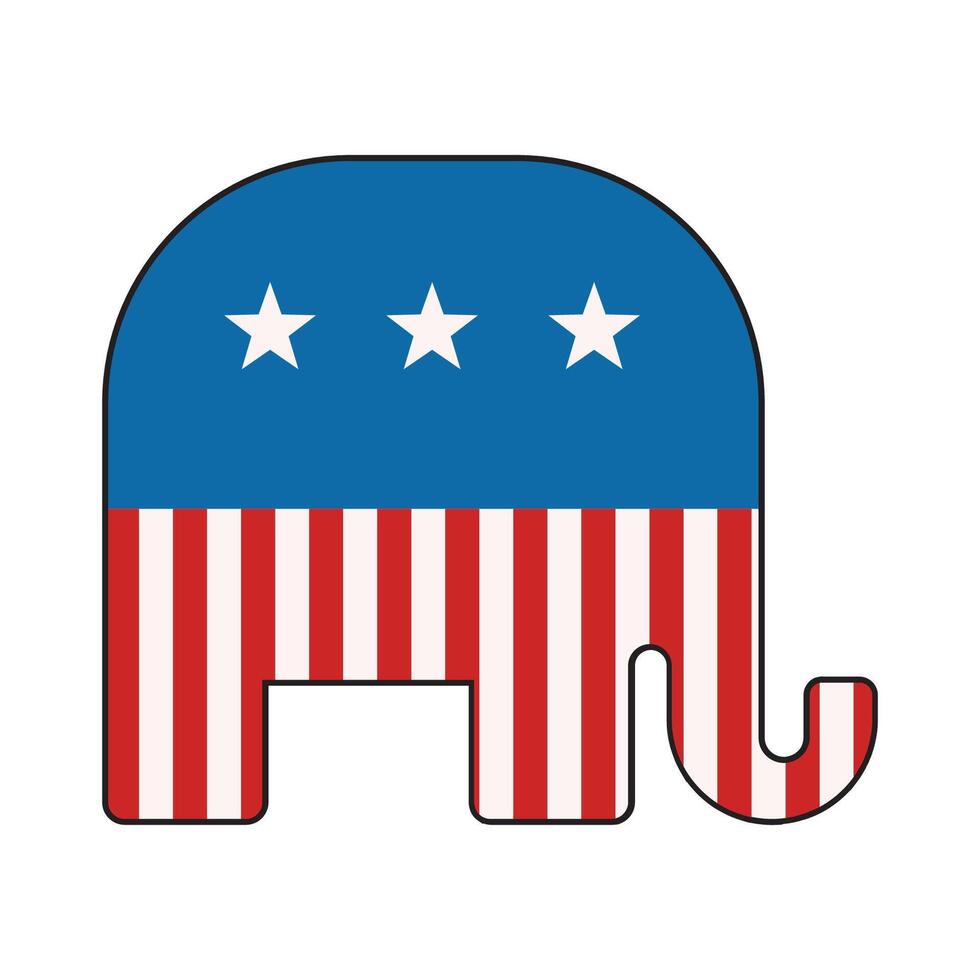Republican elephant with US flag color symbol. Political Party America vector