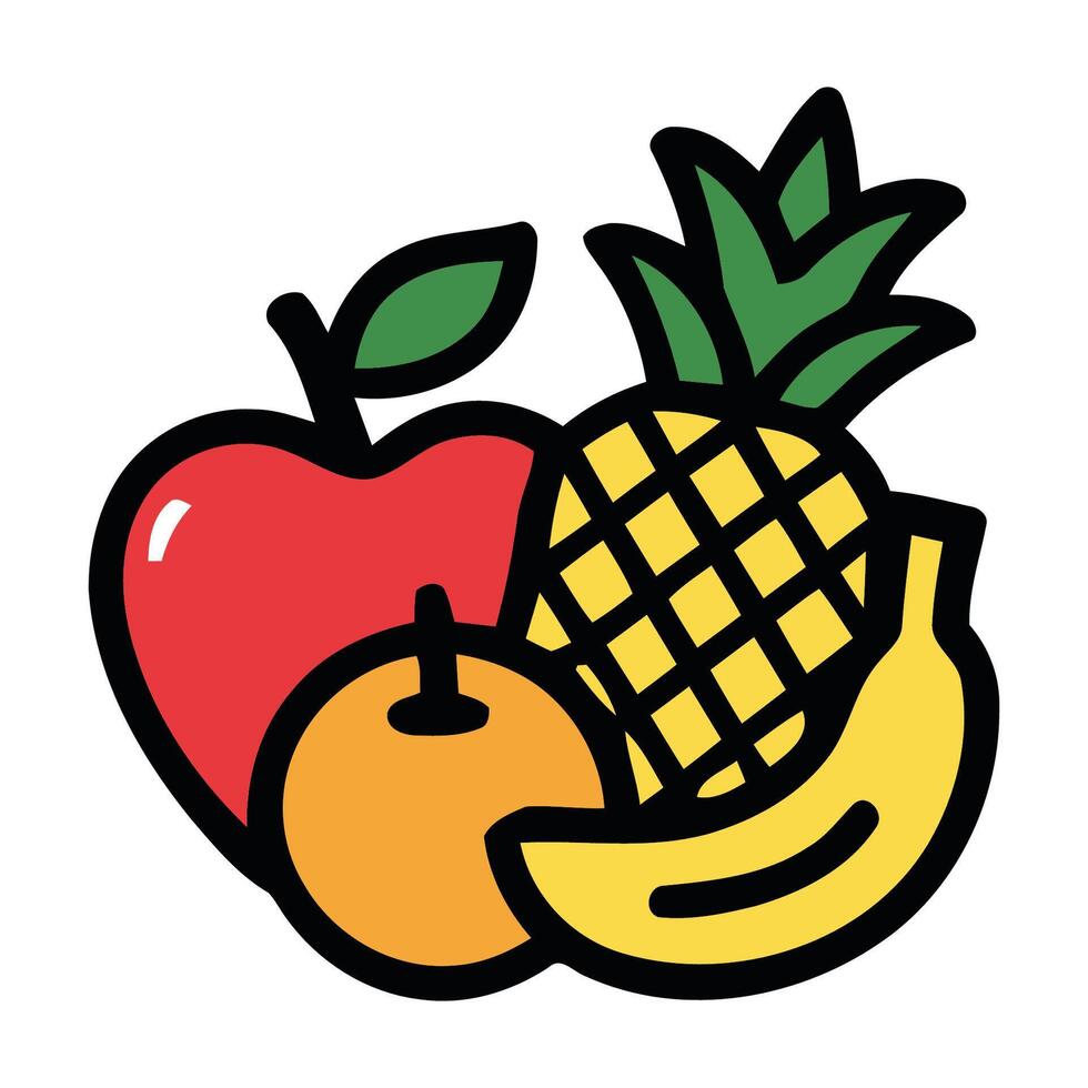 Colorful Flat Illustration of Mixed Fruits vector