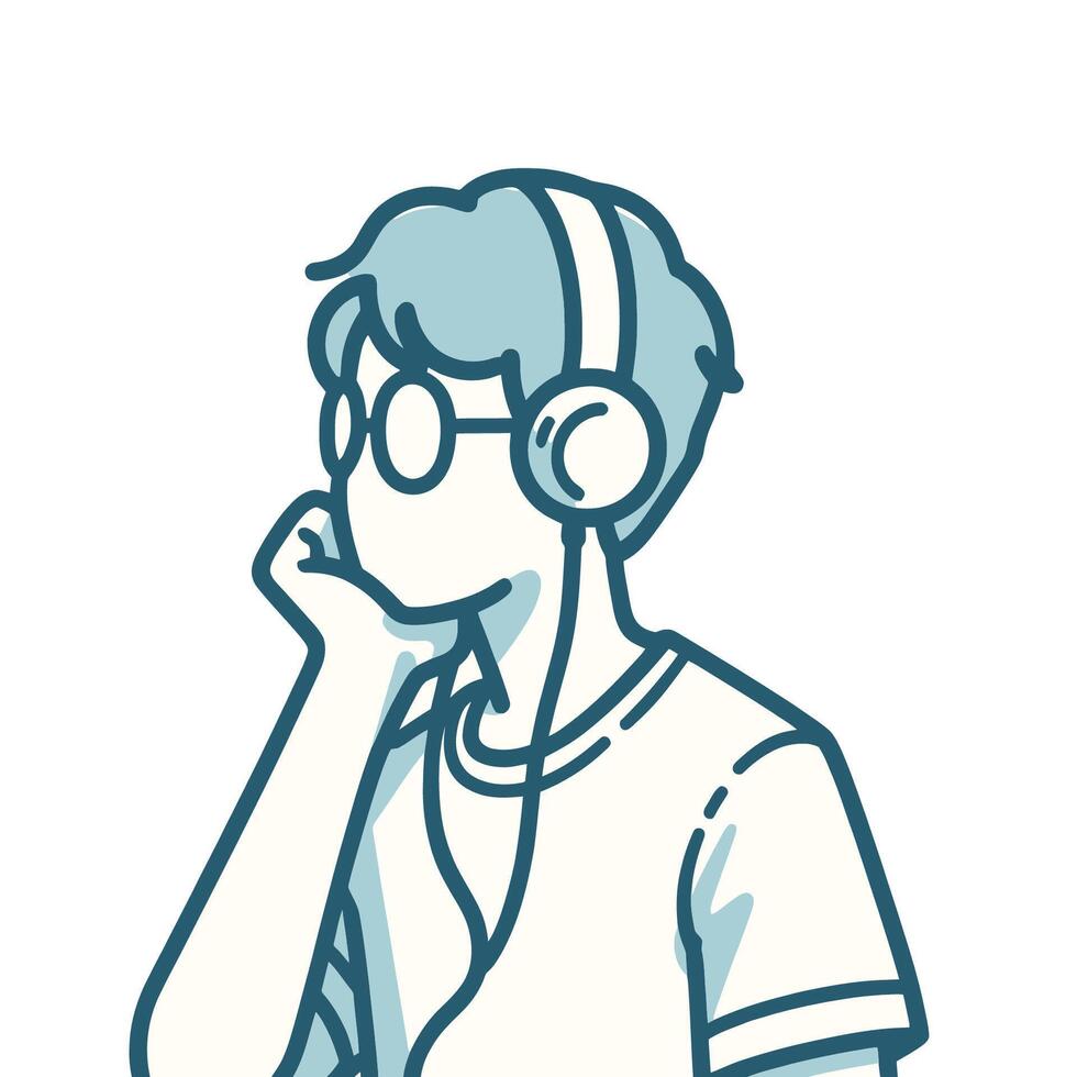 Man Listening to Music with headphone Illustration vector