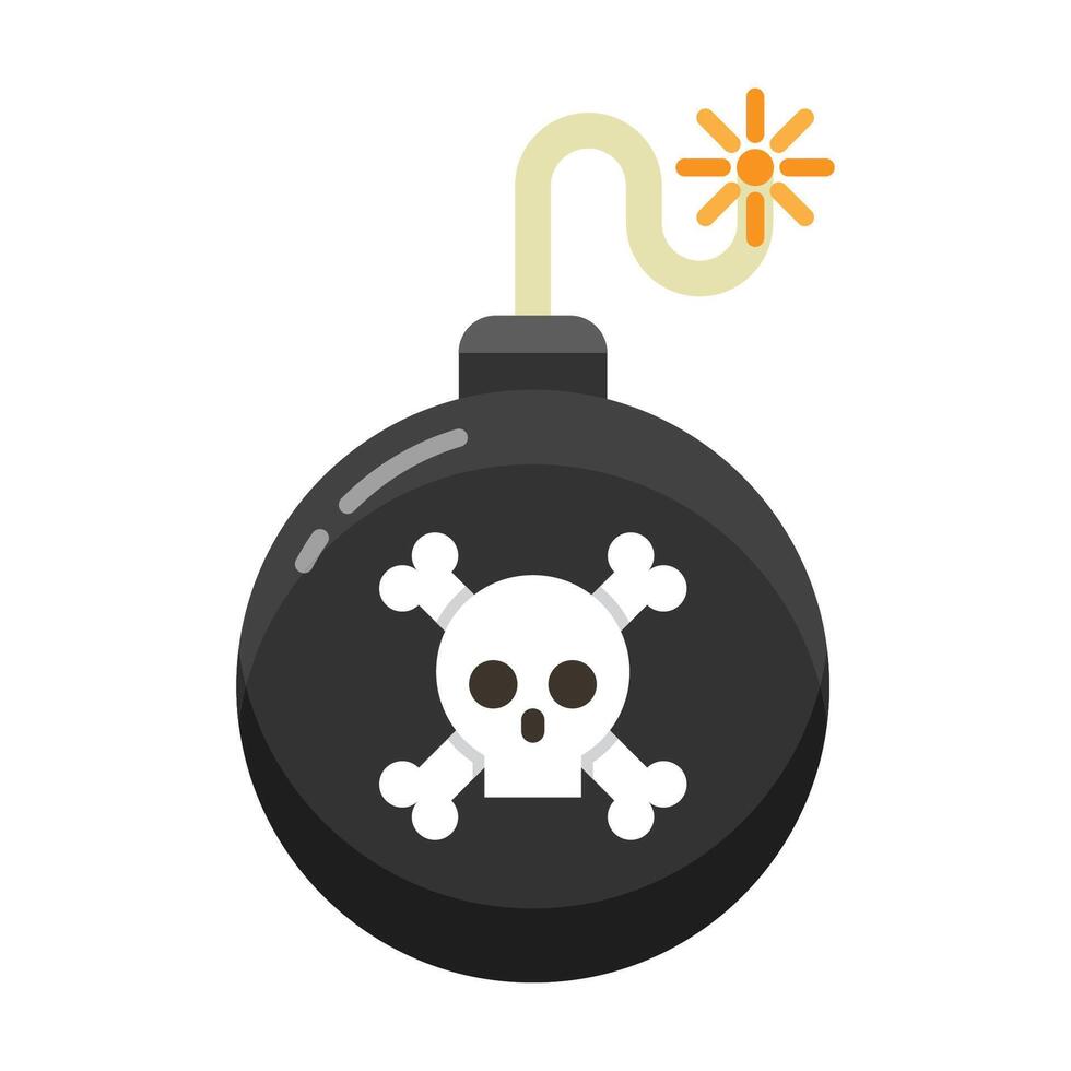 black bomb with skull flat icon vector
