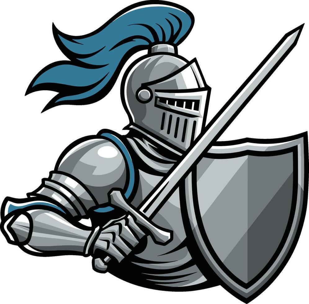 medieval knight with sword and shield ready to fight illustration vector