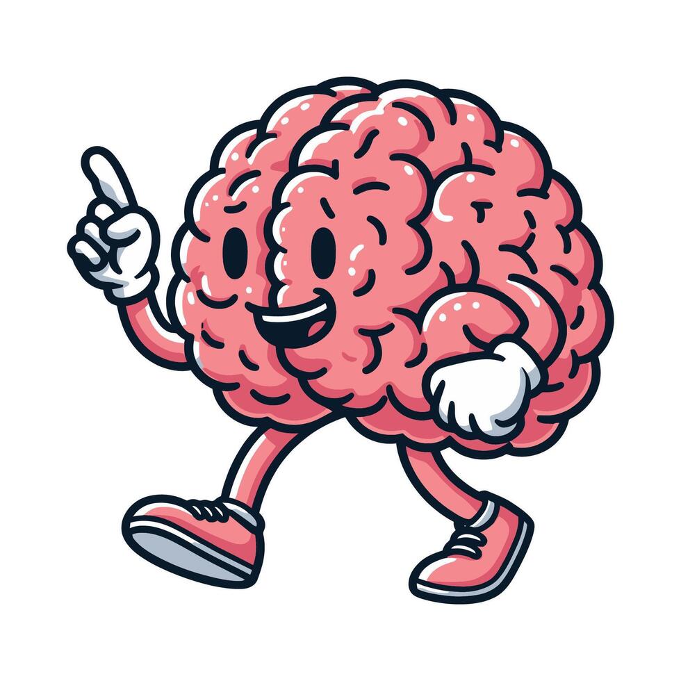 brain cartoon character illustration vector