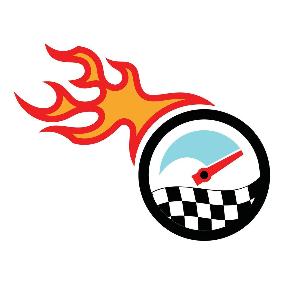 speedometer on fire vibrant illustration vector