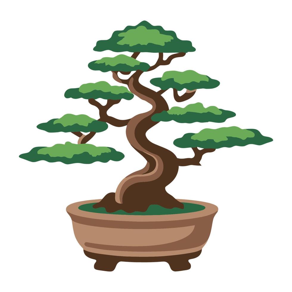 bonsai tree flat illustration vector