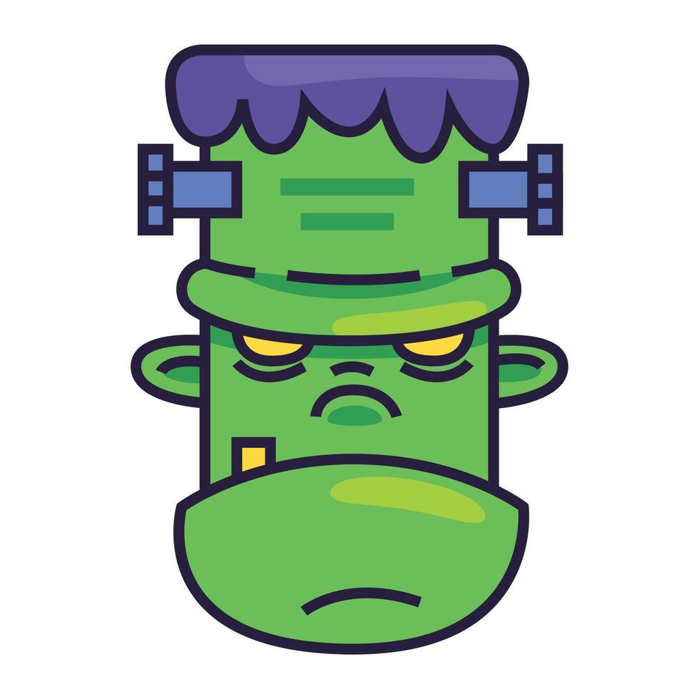 Halloween Frankenstein face cartoon illustration vector