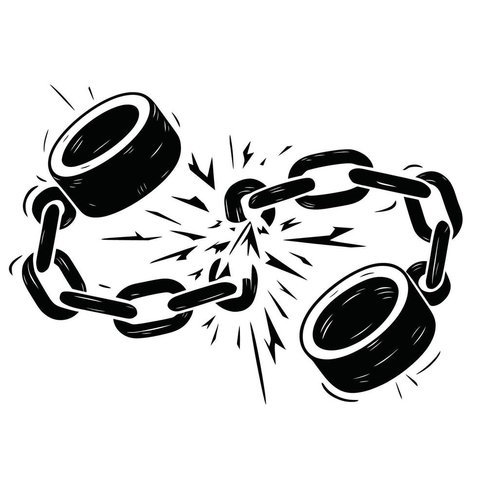 breaking chain for freedom illustration vector