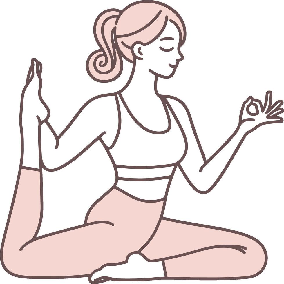 A woman practicing yoga pose minimalist illustration vector