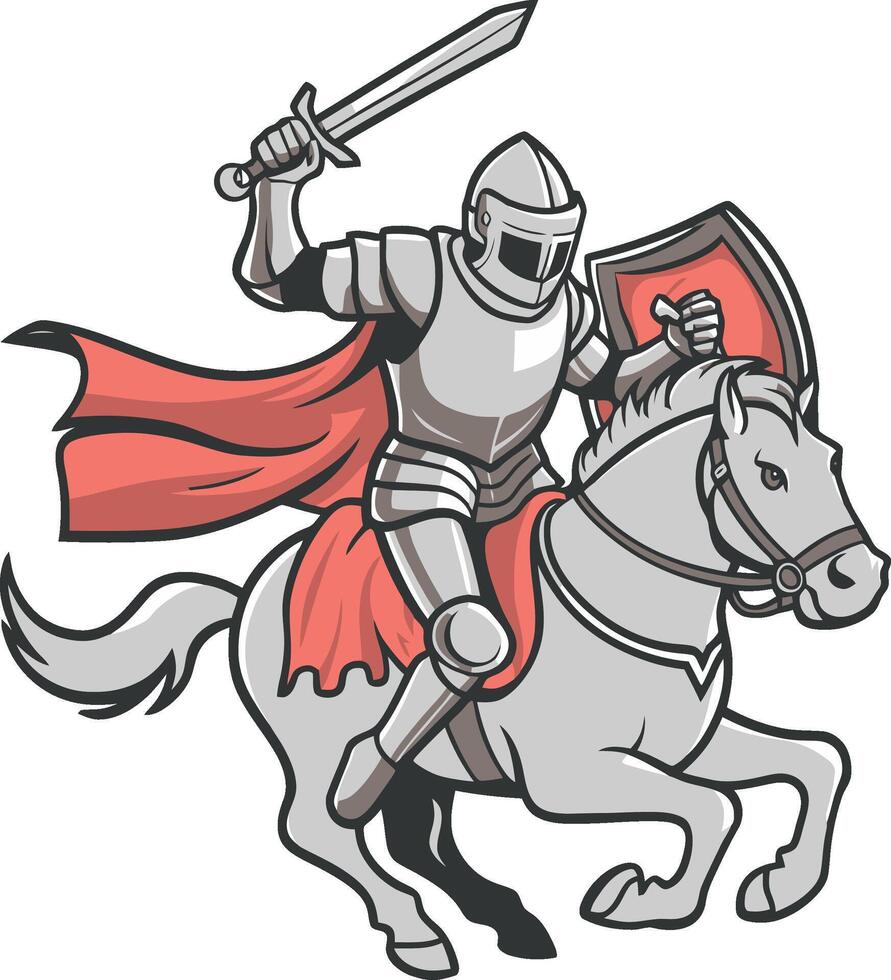 knight on horseback illustration vector