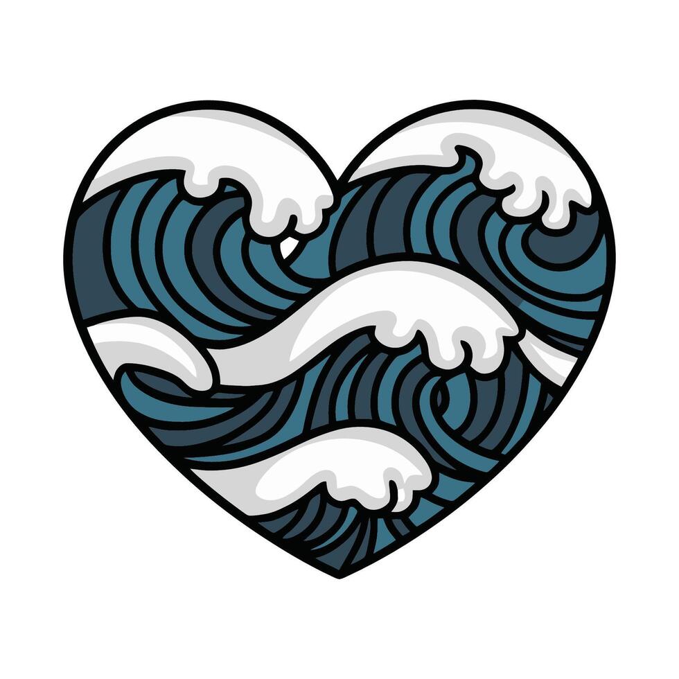 Heart-shaped wave pattern illustration vector