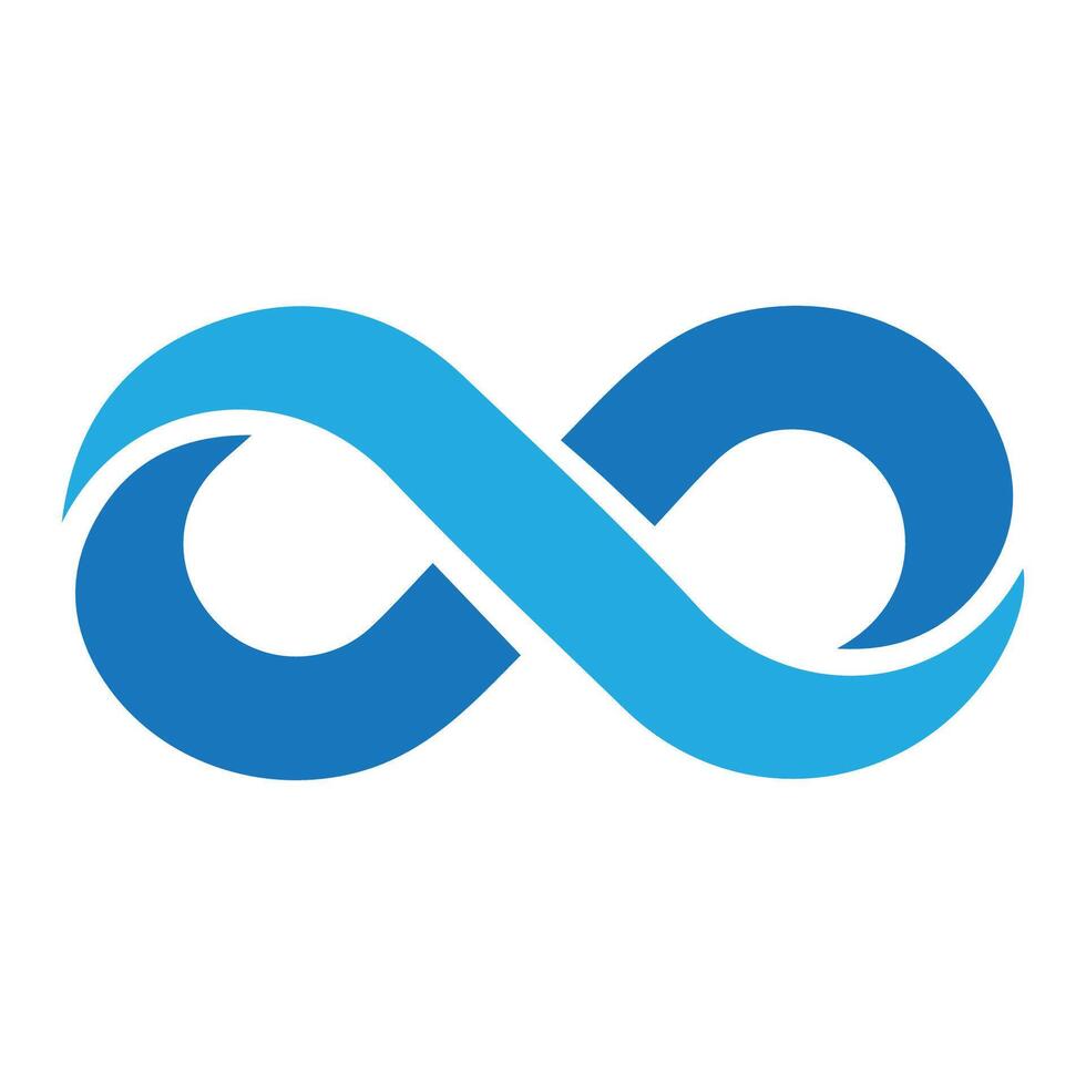 Blue Infinity logo icon. Eternity, infinite, endless, loop symbols illustration in flat style vector