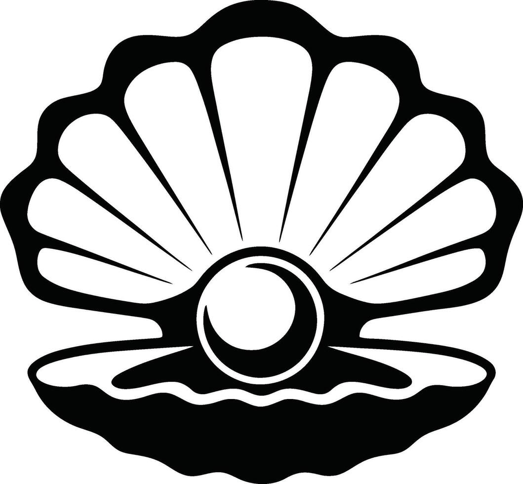 pearl in oyster shell silhouette illustration vector