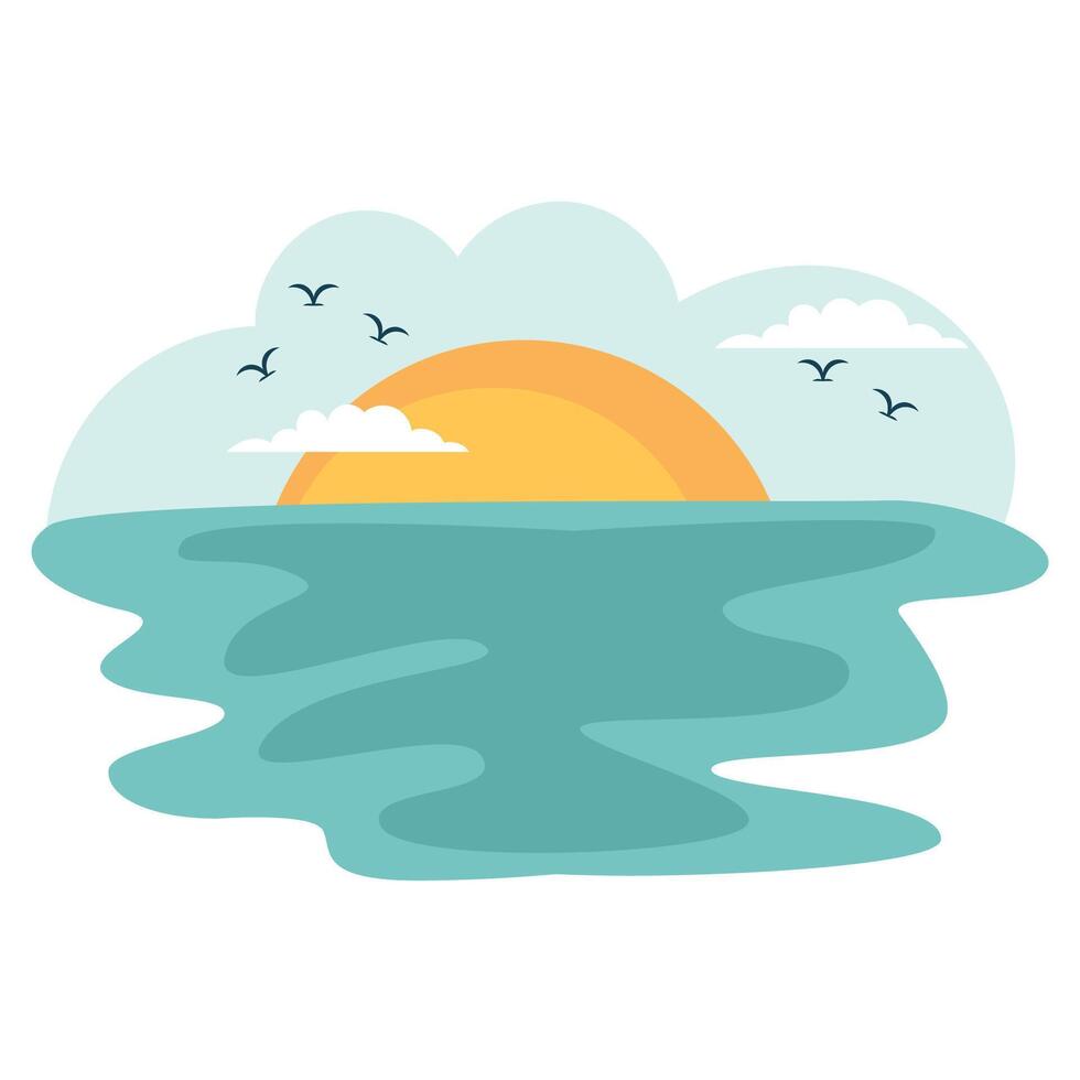 Serene Ocean Sunset Illustration vector