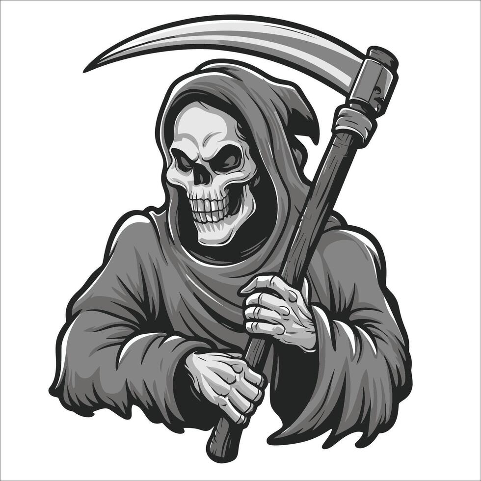 A grim reaper holding a scythe illustration vector