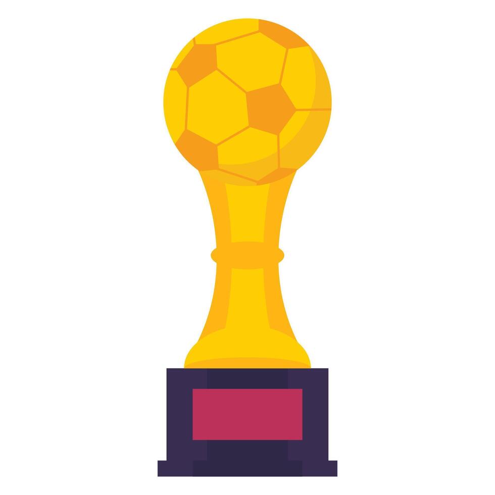 Golden Football Soccer Cup Trophy flat illustration vector