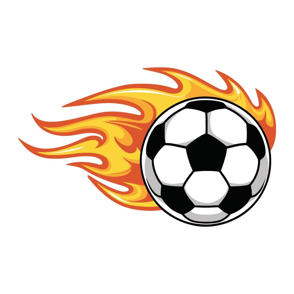 flaming soccer ball illustration vector