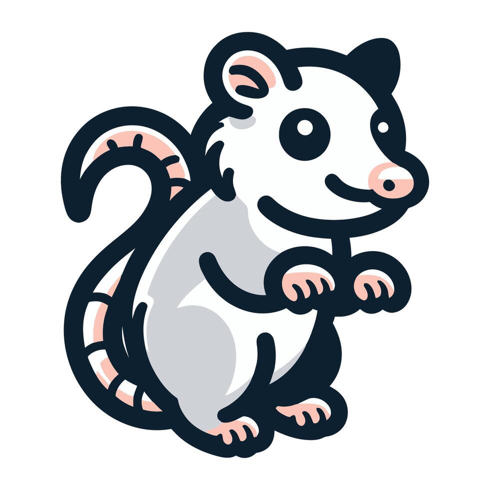 cute possum cartoon character illustration vector