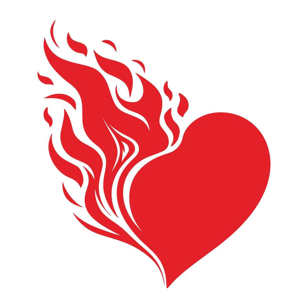 flaming heart symbol illustration vector